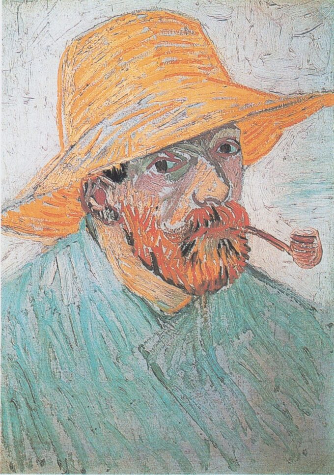 Self-portrait with a Straw Hat and a Pipe - Van Gogh