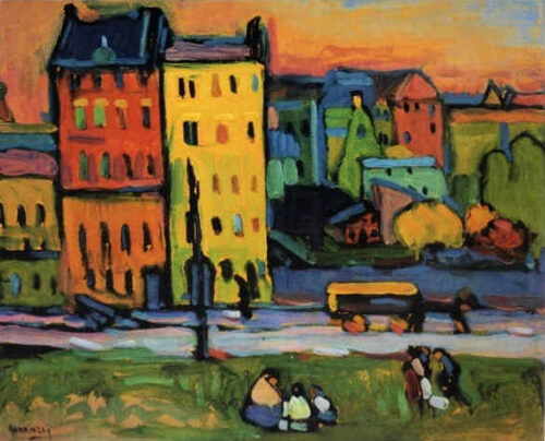 Maisons à Munich - Vassily Kandinsky - Reproductions de tableaux et peintures haut de gamme