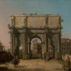 Vue de l'Arc de Constantin avec le Colisée - Giovanni Antonio Canal - Reproductions de tableaux et peintures haut de gamme