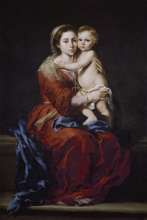 Vierge à l'Enfant avec un chapelet - Bartolomé Esteban Murillo - Reproductions de tableaux et peintures haut de gamme