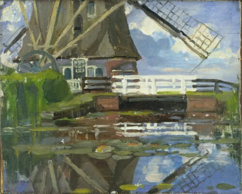 Moulin Broekzijder sur les ailes Gein, orientée vers l'ouest - Mondrian - Reproductions de tableaux et peintures haut de gamme