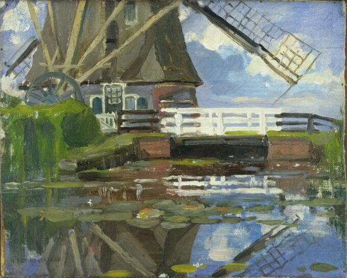 Moulin Broekzijder sur les ailes Gein, orientée vers l’ouest – Mondrian oil painting reproduction