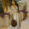 Femme d'Alger sur un balcon - Frederick Arthur Bridgman - Reproductions de tableaux et peintures haut de gamme