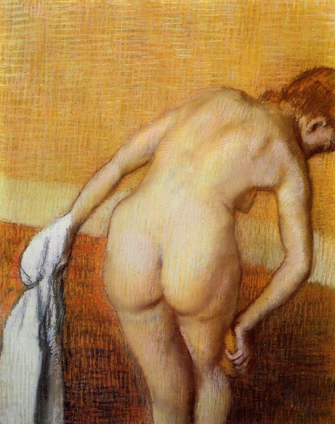 Femme prenant un bain - Edgar Degas - Reproductions de tableaux et peintures haut de gamme