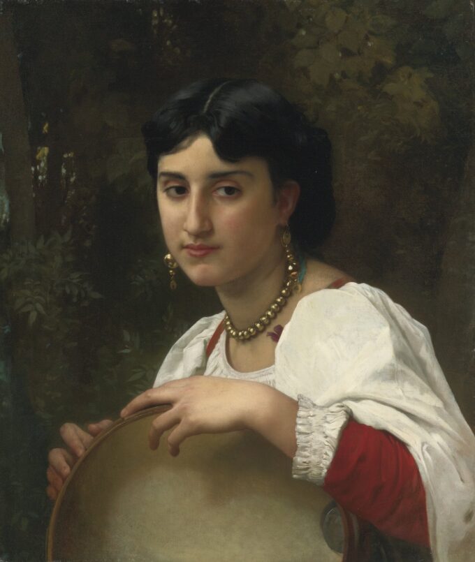 Femme italienne avec tambourin - William Bouguereau - Reproductions de tableaux et peintures haut de gamme