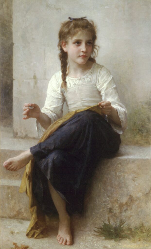 Young Girl Sewing - William Bouguereau