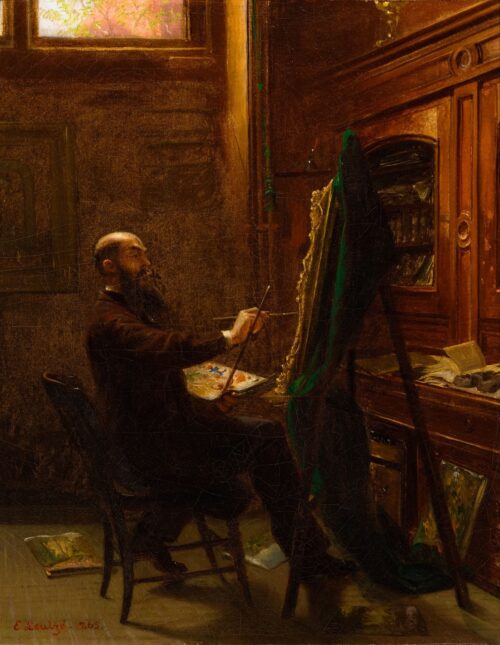 Worthington Whittredge dans son studio de Tenth Street - Emanuel Leutze - Reproductions de tableaux et peintures haut de gamme