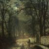 Un chemin au clair de lune - John atkinson grimshaw - Reproductions de tableaux et peintures haut de gamme