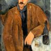 Un homme assis appuyé sur une table - Amedeo Modigliani - Reproductions de tableaux et peintures haut de gamme