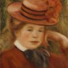 Une jeune fille avec un chapeau rouge - Pierre-Auguste Renoir - Reproductions de tableaux et peintures haut de gamme