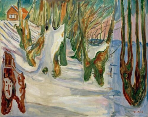 Vieux arbres (Hiver, Ekely) - Edvard Munch - Reproductions de tableaux et peintures haut de gamme