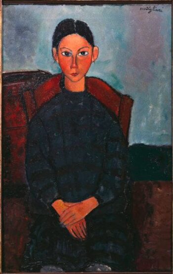 Fille avec un tablier noir - Amadeo Modigliani - Reproductions de tableaux et peintures haut de gamme