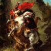 Cavalier arabe attaqué par un lion - Eugène Delacroix - Reproductions de tableaux et peintures haut de gamme