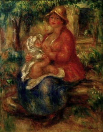 Aline Charigot, stillend - Pierre-Auguste Renoir - Reproductions de tableaux et peintures haut de gamme