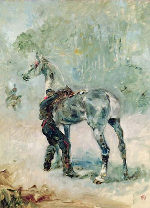 Artilleur sellant son cheval - Toulouse Lautrec - Reproductions de tableaux et peintures haut de gamme