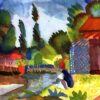 Paysage de Tunis avec un Arabe assis - August Macke - Reproductions de tableaux et peintures haut de gamme