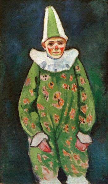 Clown en costume vert - August Macke - Reproductions de tableaux et peintures haut de gamme