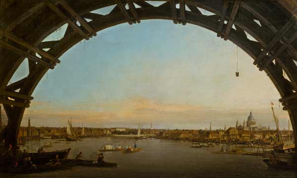 London view through an arch of Westminster Bridge - Giovanni Antonio Canal. High quality oil painting reproduction for sale