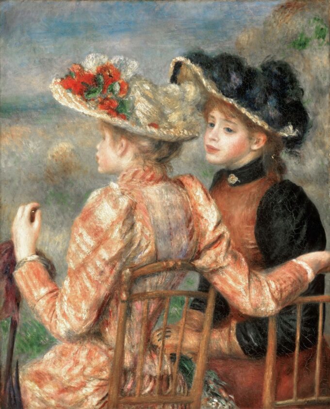 Deux jeunes filles assises - Pierre-Auguste Renoir - Reproductions de tableaux et peintures haut de gamme