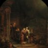 La visite - Rembrandt van Rijn - Reproductions de tableaux et peintures haut de gamme