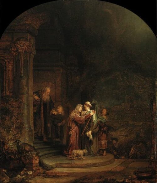 La visite - Rembrandt van Rijn - Reproductions de tableaux et peintures haut de gamme