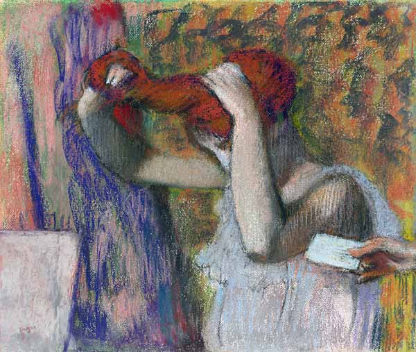 Woman combing her hair, the letter - Edgar Degas