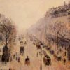 Boulevard Montmartre, matin, lumière du soleil et brume - Camille Pissarro - Reproductions de tableaux et peintures haut de gamme