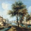 Vue d'un village sur la Brenta - Giovanni Antonio Canal - Reproductions de tableaux et peintures haut de gamme