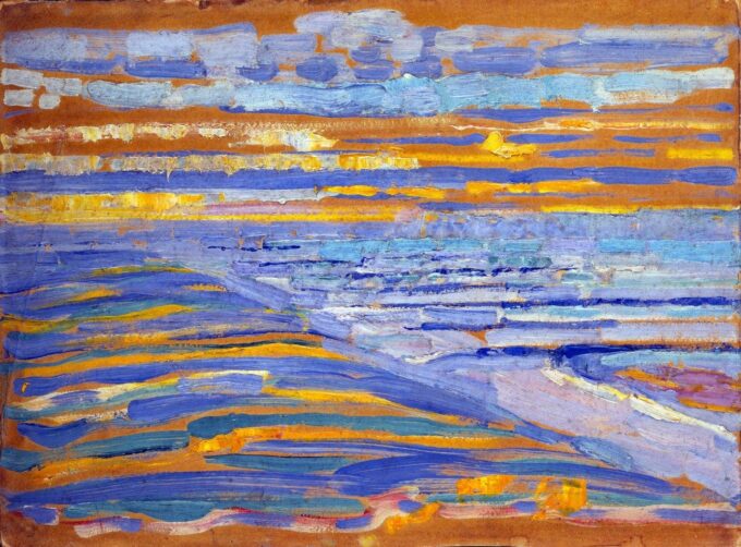 View from the dunes with the beach and jetties of Domburg - Mondrian