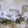 Extérieur de la gare Saint-Lazare, arrivée d'un train - Claude Monet - Reproductions de tableaux et peintures haut de gamme