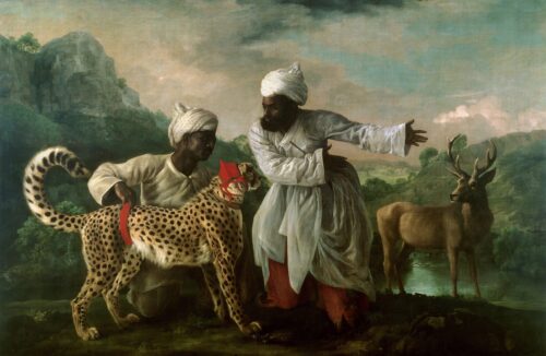 Guépard avec deux préposés indiens et un cerf - George Stubbs - Reproductions de tableaux et peintures haut de gamme