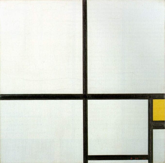 Composition avec du jaune - Mondrian - Reproductions de tableaux et peintures haut de gamme