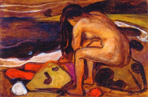 Femme nue sur la plage - Edvard Munch - Reproductions de tableaux et peintures haut de gamme