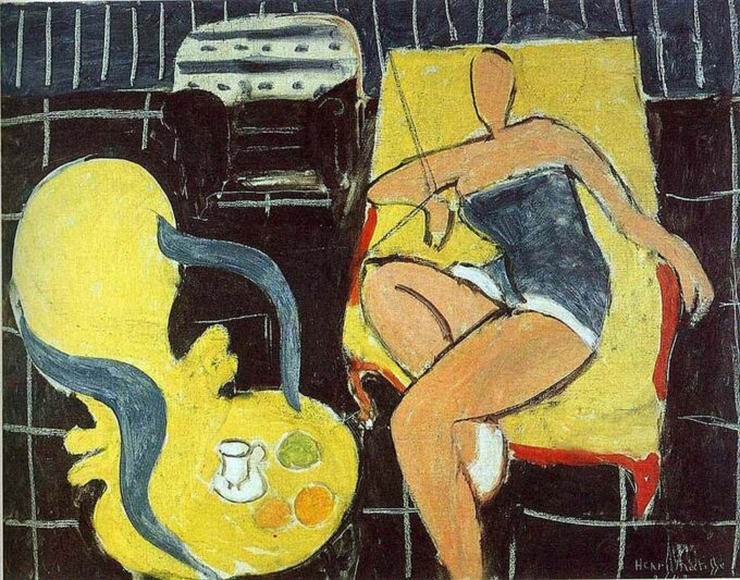 Dancer and Rocaille Armchair on Black Background - Matisse