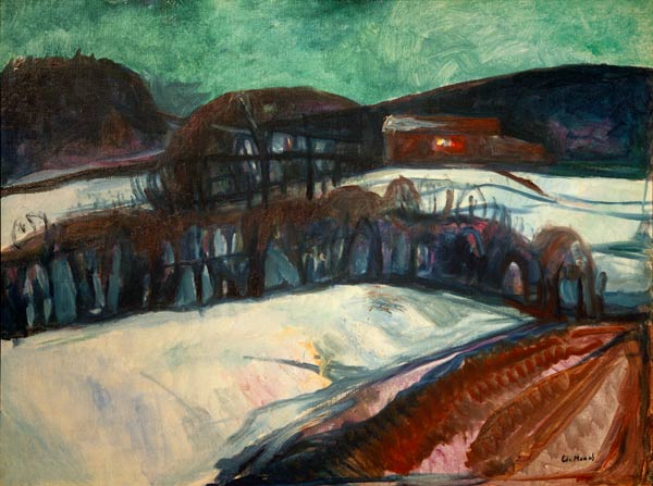 The Red House in the Snow - Edvard Munch