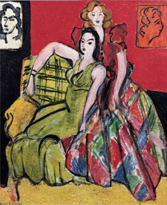 Deux filles La jupe jaune et la jupe à carreaux - Matisse - Reproductions de tableaux et peintures haut de gamme