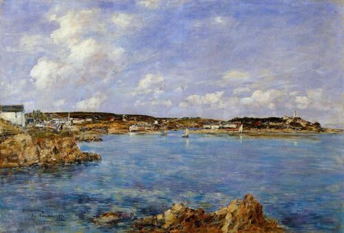 Douarnenez, la baie, vue sur l'île Tristan - Eugène Boudin - Reproductions de tableaux et peintures haut de gamme