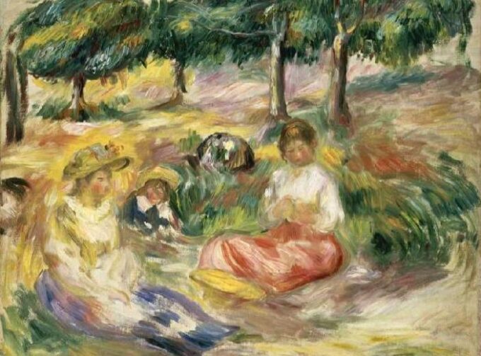 Three Young Women in the Garden - Pierre-Auguste Renoir