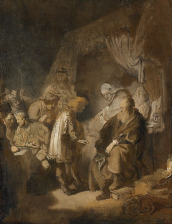 Joseph tells his dreams to his parents and brothers - Rembrandt van Rijn