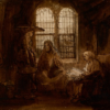 Le Christ conversant avec Marthe et Marie - Rembrandt van Rijn - Reproductions de tableaux et peintures haut de gamme