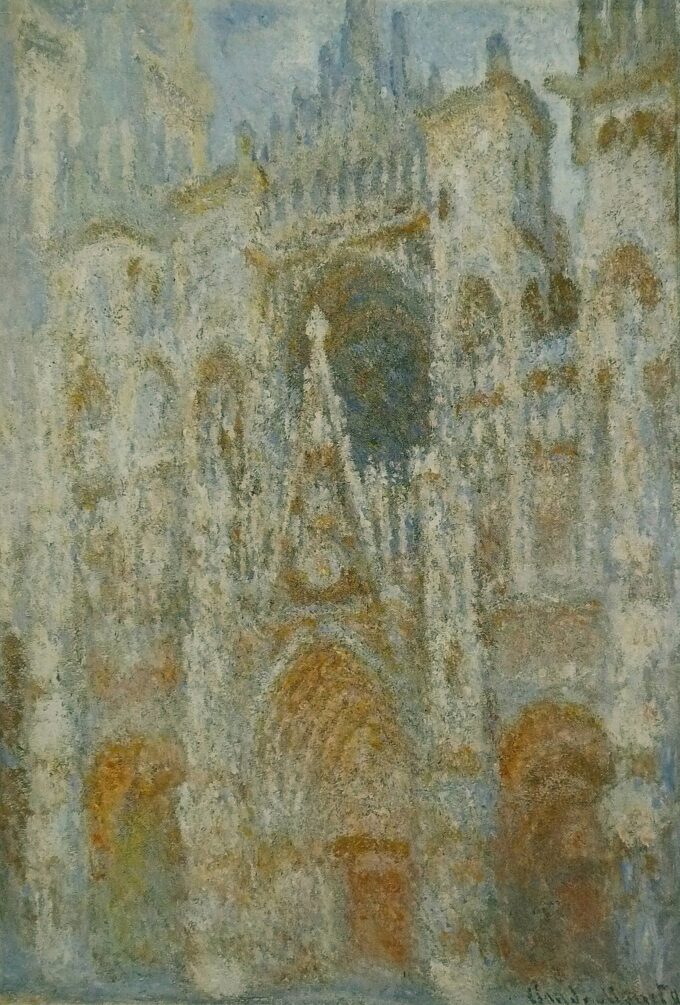 The Cathedral of Rouen. The Portal, Morning Sun; Blue Harmony (W1355) - Claude Monet