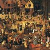 Le Combat de Carnaval et Carême - Pieter Brueghel l'Ancien - Reproductions de tableaux et peintures haut de gamme