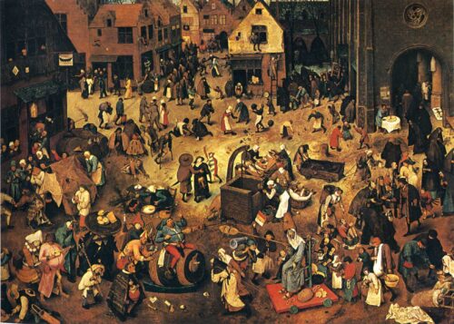 Le Combat de Carnaval et Carême - Pieter Brueghel l'Ancien - Reproductions de tableaux et peintures haut de gamme