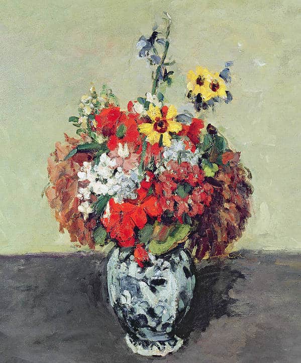 Flowers in a Delft vase - Paul Cézanne