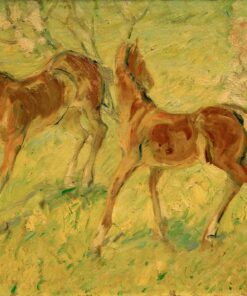 Poulain au pâturage (Poulains sauteurs) - Franz Marc - Reproductions de tableaux et peintures haut de gamme