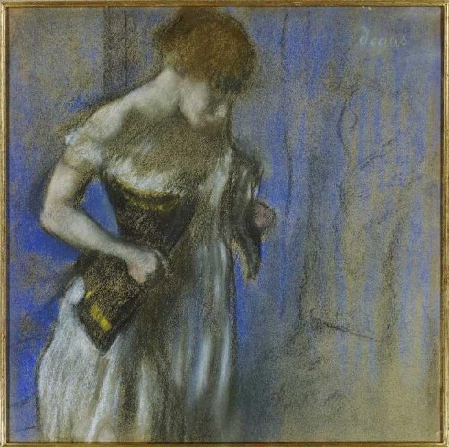 Woman fastening her corset - Edgar Degas