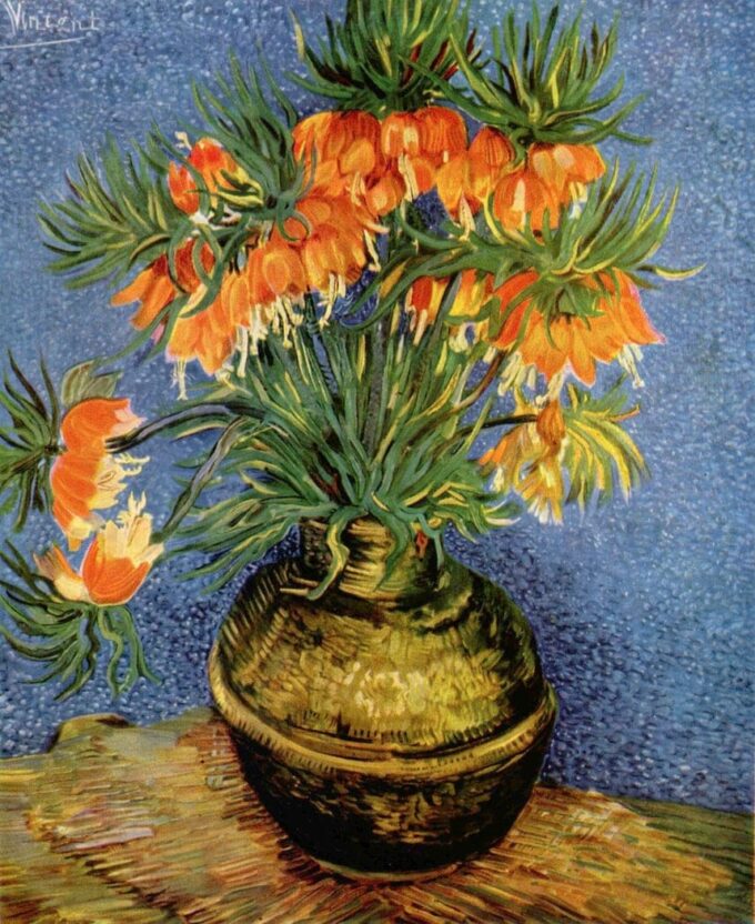 Fritillaires, couronne impériale dans un vase de cuivre - Van Gogh - Reproductions de tableaux et peintures haut de gamme