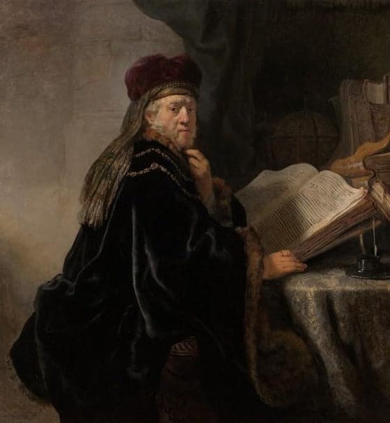 A Scholar Seated at a Desk - Rembrandt van Rijn