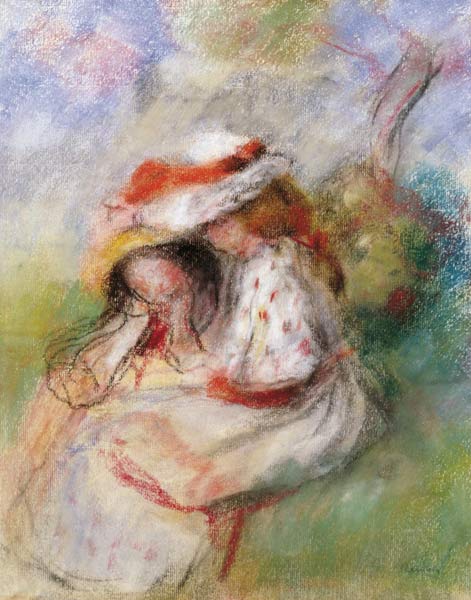 Two Young Girls in a Garden - Pierre-Auguste Renoir