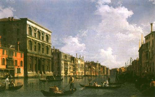 Grand Canal: Southwest view of Palazzo Grimani facing Palazzo Foscari - Giovanni Antonio Canal